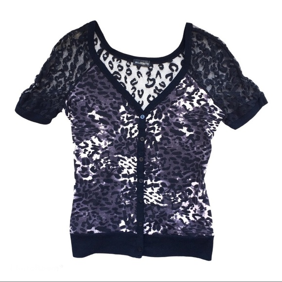 Vintage leopard print lace back cardigan size Medium - Picture 1 of 7